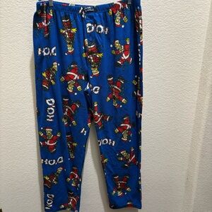 Adult BART Simpson Blue Christmas Design Fleece Pajama Pants XL